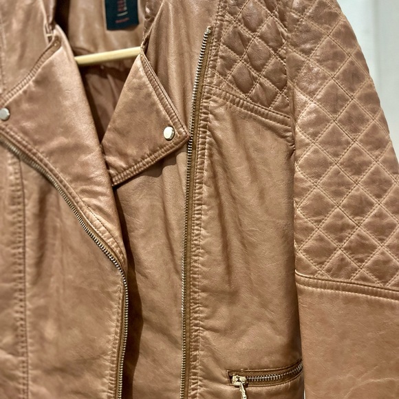 BERSHKA biker jacket tan small - Picture 3 of 5